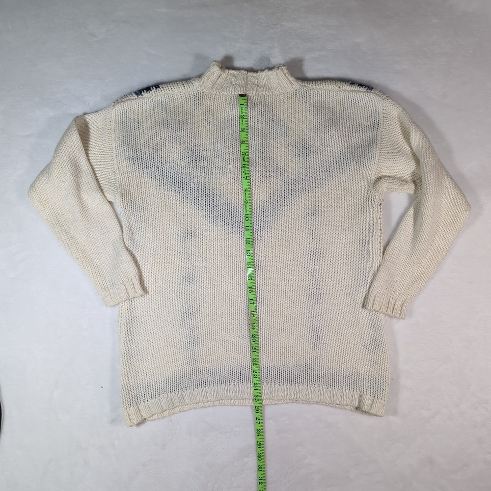 Vintage American Weekend Sweater Chunky Women Large Floral Hand Knit Grandmacore - Picture 6 of 10